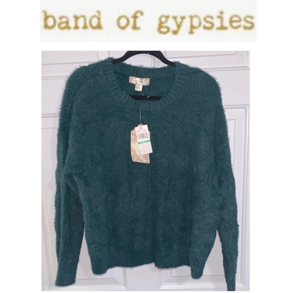 ⛸️ BAND OF GYPSIES Soft Green Teal Sweater NWT L